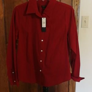 NWT Talbots 10P wrinkle resistant red blouse